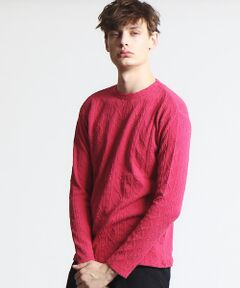 ABAHOUSE / アバハウス ニット・セーター | 【Recency of Mine】ライトケーブルストレッチ クルーネックニット