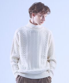 【LANEROSSI】RIB×CROSSKNIT タートルネックニット