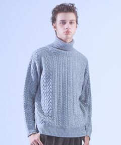 【LANEROSSI】RIB×CROSSKNIT タートルネックニット