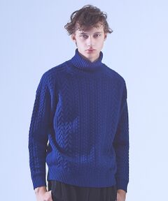 【LANEROSSI】RIB×CROSSKNIT タートルネックニット