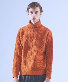 【LANEROSSI】RIB×CROSSKNIT タートルネックニット