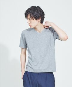 【Recency of Mine】綿モダールWフェイスVネック 半袖Tシャツ