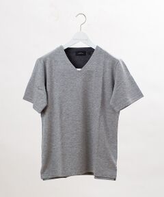 綿モダールダブルフェイスVネック　半袖Tシャツ