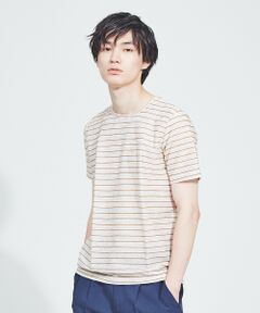 【WEB別注】麻混メランジリップルボーダー半袖Tシャツ