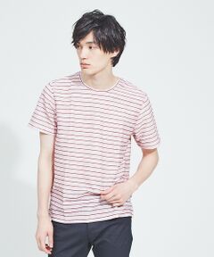 【WEB別注】麻混メランジリップルボーダー半袖Tシャツ