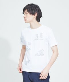 【展開店舗限定】ラインプリント刺繍　半袖Tシャツ