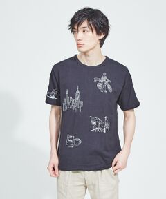 【展開店舗限定】ラインプリント刺繍　半袖Tシャツ