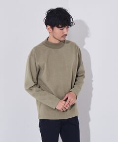 【両面起毛】ポンチ モックネック 長袖 Tシャツ