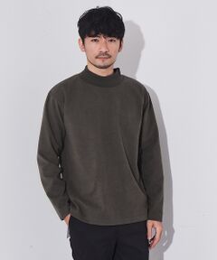 【両面起毛】ポンチ モックネック 長袖 Tシャツ