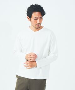 シルケット ポンチ Vネック 長袖 Tシャツ