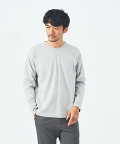 シルケット ポンチ Vネック 長袖 Tシャツ