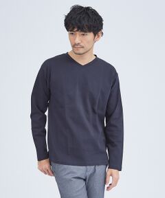 シルケット ポンチ Vネック 長袖 Tシャツ