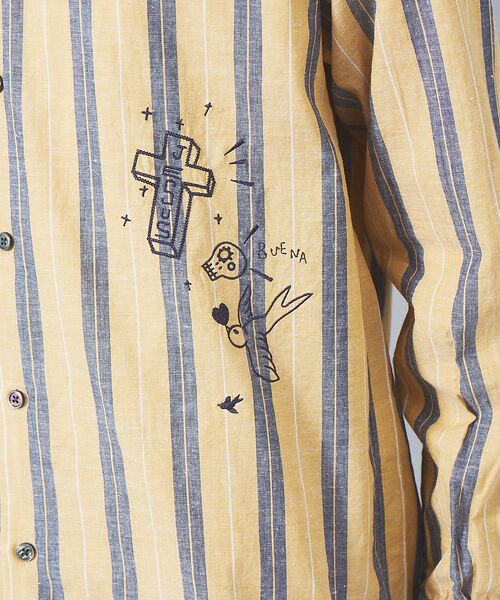 ABAHOUSE / アバハウス シャツ・ブラウス | コットン リネン ストライプ 刺繍 バンドカラー シャツ | 詳細20