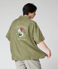 スーベニア バック刺繍 オーバーサイズ オープンカラーシャツ