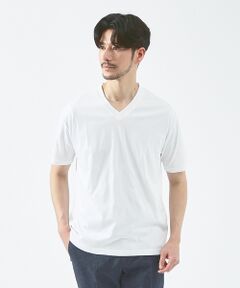 コンパクト シルケット スムース Vネック Tシャツ