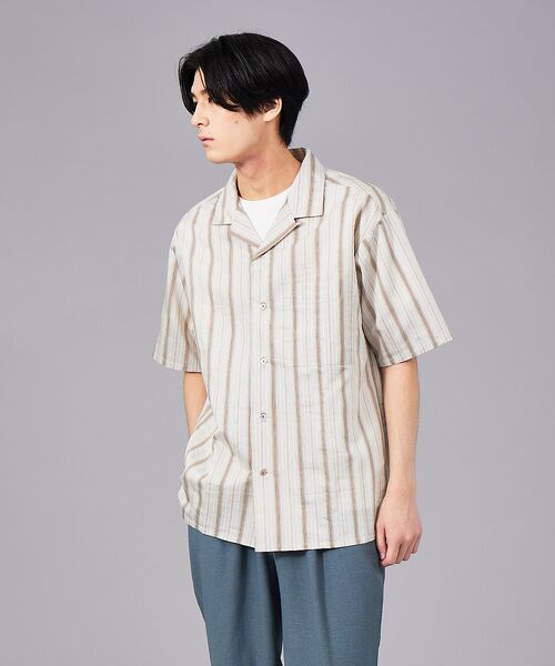 ABAHOUSE / アバハウス シャツ・ブラウス | オーバーサイズ オープンカラー ストライプ シャツ | 詳細5