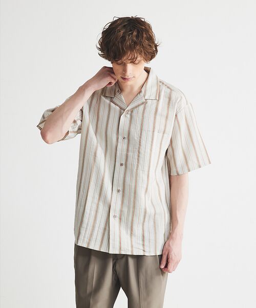 ABAHOUSE / アバハウス シャツ・ブラウス | オーバーサイズ オープンカラー ストライプ シャツ | 詳細7