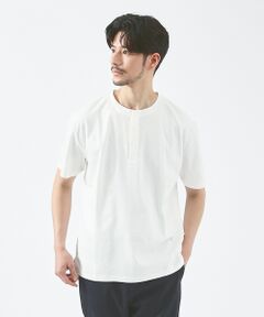 【スーピマコットン】比翼 ヘンリーネック Tシャツ