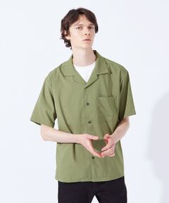 ポリトロ ストレッチ 半袖 オープンカラー シャツ