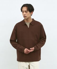 【ナチュラルストレッチ】スキッパー ニットポロシャツ