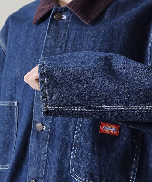 dickies denim zip front chore coat