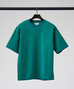 【アンサンブル対応】幾何学模様 半袖 ニット Tシャツ