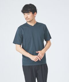 【マイクロ鹿の子】シルケット Vネック Tシャツ