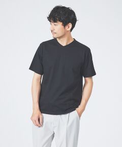 【マイクロ鹿の子】シルケット Vネック Tシャツ