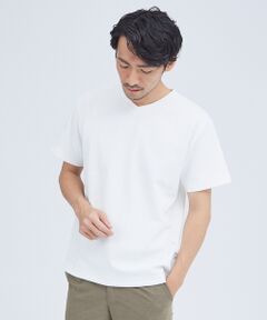 【チェック柄】ジャガード Vネック 半袖 Tシャツ