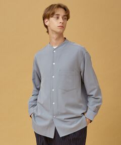 ABAHOUSE / アバハウス シャツ・ブラウス | 【変形襟】定番/シャンブレーツイル カラーレス シャツ / バンドカラーシャツ