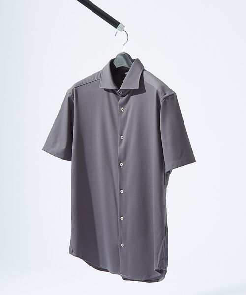 ABAHOUSE/アバハウス 【接触冷感】アイスピケ ストレッチ 半袖シャツ / FLEX SHIRTS チャコールグレー 48 ABAHOUSE/アバハウス 【接触冷感】アイスピケ ストレッチ 半袖シャツ / FLEX SHIRTS チャコールグレー 48