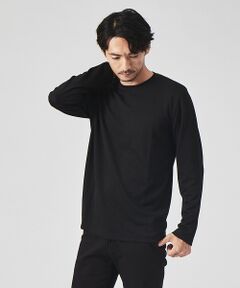 【チェック柄】ジャガード クルーネック 長袖 Tシャツ