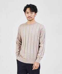 【カシミアタッチ】シャドーストライプ クルーネック ニット