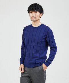 【カシミアタッチ】シャドーストライプ クルーネック ニット