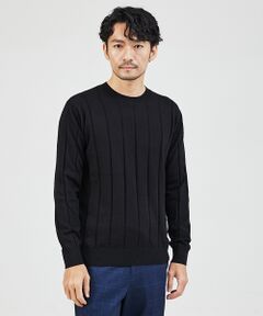 【カシミアタッチ】シャドーストライプ クルーネック ニット