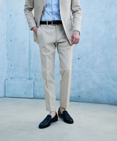 ABAHOUSE / アバハウス スラックス・ドレスパンツ | 【セットアップ対応】ソロストレッチ リネン テーパード パンツ / スラックス | 詳細7