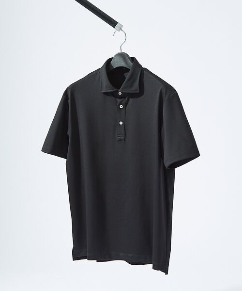 ABAHOUSE / アバハウス ポロシャツ | 【接触冷感】アイスピケ ストレッチ ポロシャツ / FLEX COOL(ブラック)