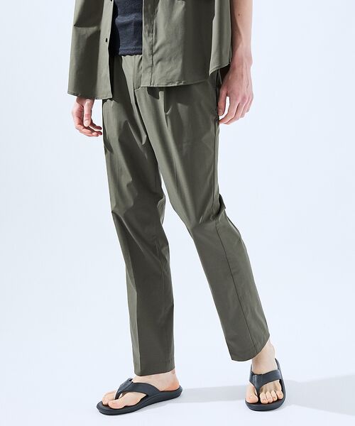 ABAHOUSE / アバハウス スラックス・ドレスパンツ | 【AH ABAHOUSE / セットアップ対応】撥水 ストレッチ タックスラック(カーキ)