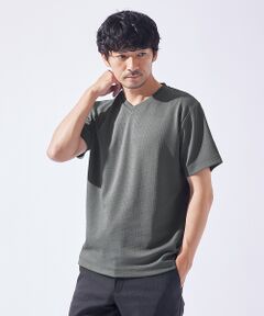 ABAHOUSE / アバハウス Tシャツ | 【チェック柄】ジャガード Vネック 半袖 Tシャツ