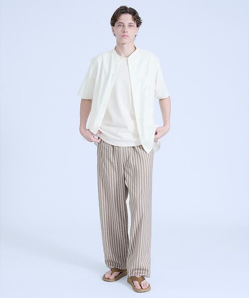 ABAHOUSE / アバハウス シャツ・ブラウス | 【変形襟】トロミシャンブレー カラーレス 半袖シャツ / バンドカラー | 詳細12