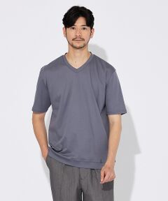 【コットンシルケット】ポンチ Vネック Tシャツ