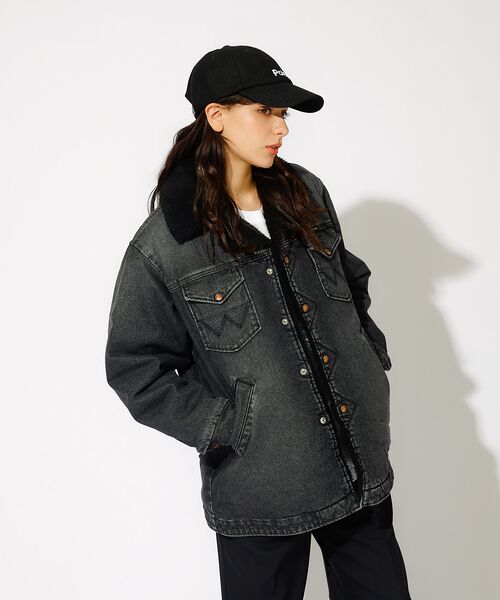 ABAHOUSE / アバハウス Gジャン・デニムジャケット | Wrangler/ラングラー BLACK Denim Boa Coat/オーバー | 詳細3