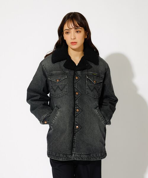 ABAHOUSE / アバハウス Gジャン・デニムジャケット | Wrangler/ラングラー BLACK Denim Boa Coat/オーバー | 詳細4