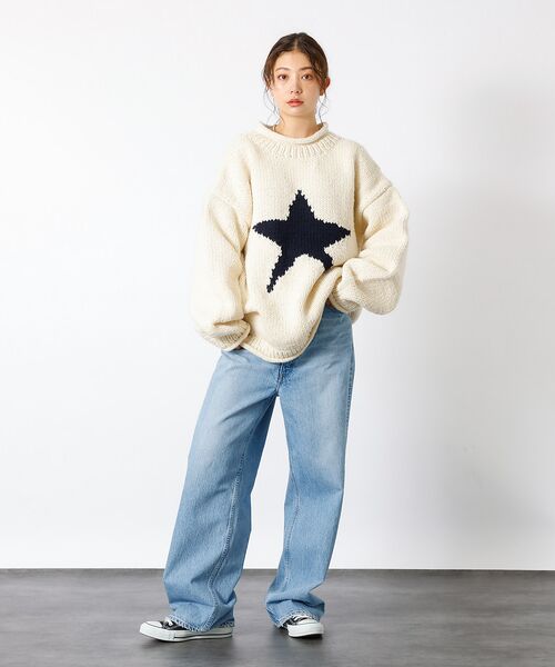 ABAHOUSE / アバハウス ニット・セーター | 【THRIFTY LOOK/スリフティールック】STAR HAND KNIT R | 詳細4