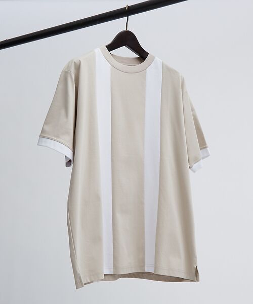 ABAHOUSE / アバハウス Tシャツ | パネルストライプ Tシャツ | 詳細2