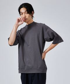 【モックネック】度詰め天竺　ラグランスリーブＴシャツ