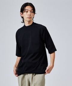 【モックネック】度詰め天竺　ラグランスリーブＴシャツ