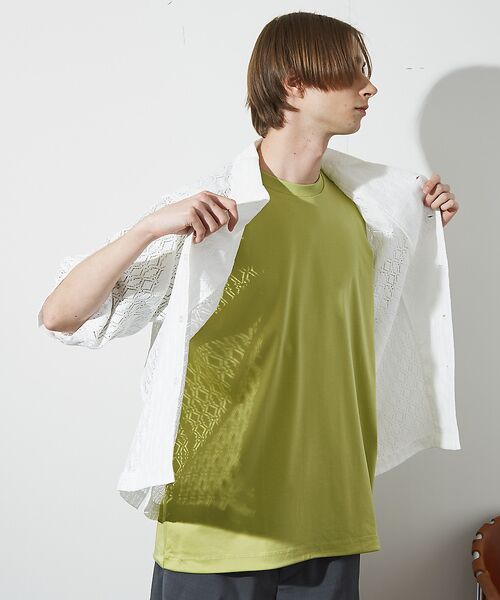 ABAHOUSE / アバハウス シャツ・ブラウス | 【ジオメトリック柄】 ストレッチ シアーシャツ/レースシャツ | 詳細4