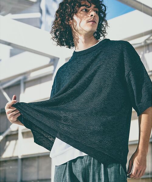 ABAHOUSE / アバハウス Tシャツ | メッシュニット スラブTシャツ / シアー素材 | 詳細6