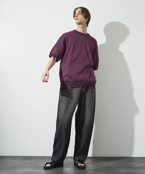 ABAHOUSE / アバハウス Tシャツ | メッシュニット スラブTシャツ / シアー素材 | 詳細11